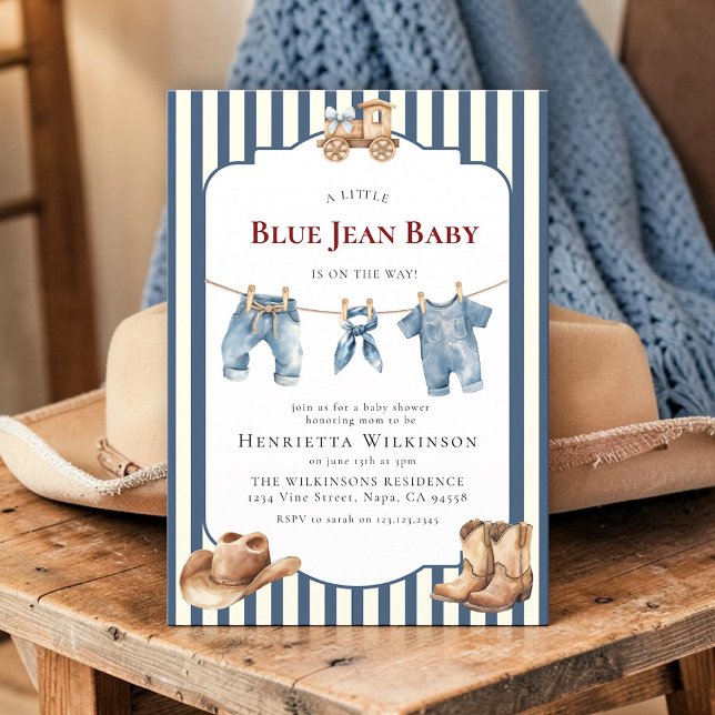 Convite de Chá de Bebê Blue Jean Baby (Criador carregado)