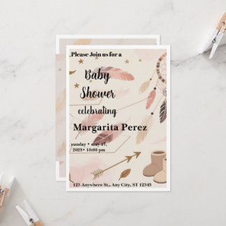 Convite de Chá de Bebê Boho