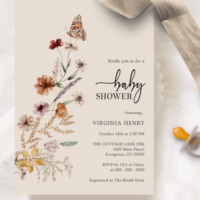 Convite de Chá de Bebê Boho Butterfly (Boho Butterfly Baby Shower Invitation
)