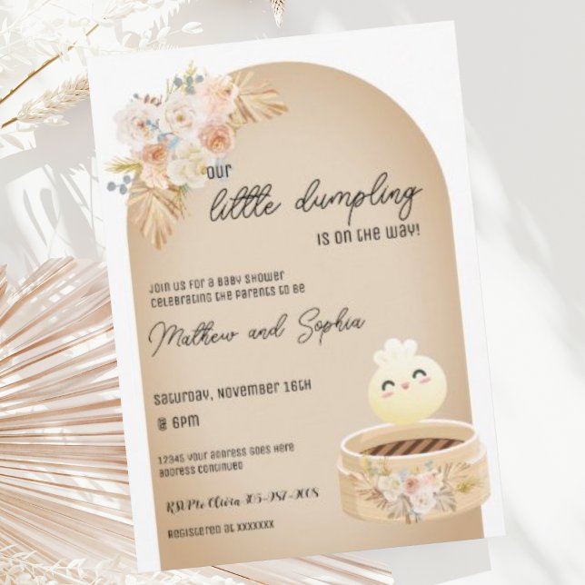 Convite de Chá de Bebê Boho Little Dumpling (Criador carregado)