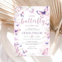 Convite de Chá de Bebê Borboleta Editável, Rosa