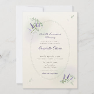 Convite de Chá de Bebê Botânico de Lavanda Salvia