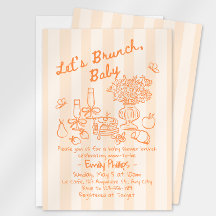 Convite de Chá de Bebê Brunch | Listras Laranja