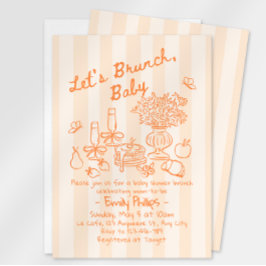 Convite de Chá de Bebê Brunch | Listras Laranja