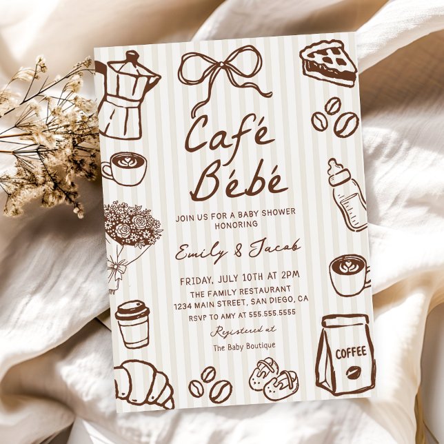 Convite de Chá de Bebê Café Bebê Desenhado à Mão (Criador carregado)