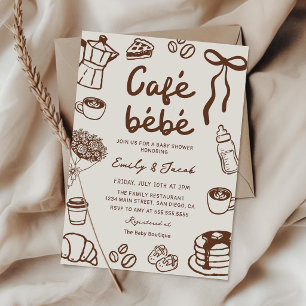 Convite de Chá de Bebê Café Bebê Desenhado à Mão