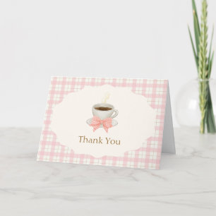 Convite de Chá de Bebê Café Bébé Rosa Gingham