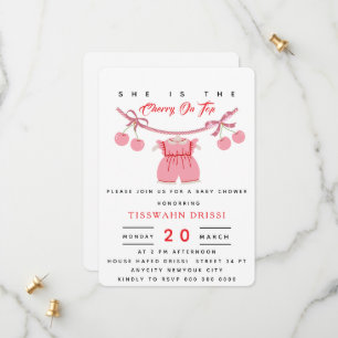 Convite de Chá de Bebê Cereja Convite Cereja no To