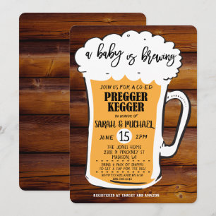 Convite de Chá de Bebê Cerveja Pregger Kegger