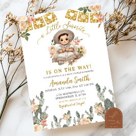 Convite de Chá de Bebê Charra Ivory Roses Señorita