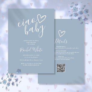Convite de Chá de Bebê Ciao Baby Dusty Blue Tudo e