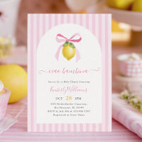 Convite de Chá de Bebê Ciao Bambina Pink Lemon Bab