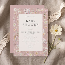 Convite de Chá de Bebê Código QR Flor Silvestre Ro