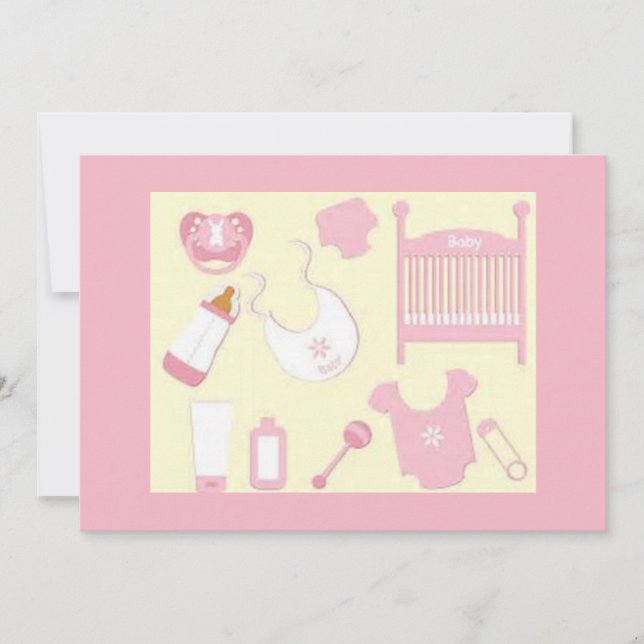 CONVITE DE CHÁ DE BEBÊ COISAS DE BEBÊ ROSA (Frente)