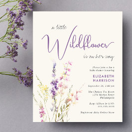 Convite de Chá de Bebê com Aquarela de Flor Silves