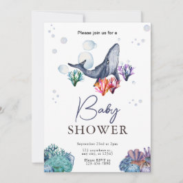 Convite de Chá de Bebê com Aquarela do Oceano Subm