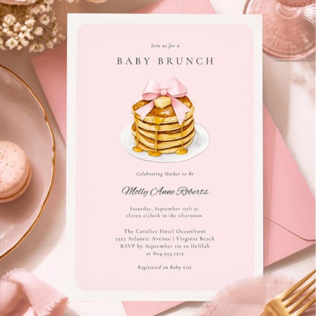 Convite de Chá de Bebê com Aquarela Moderna (Elegant Modern Baby Brunch blush)