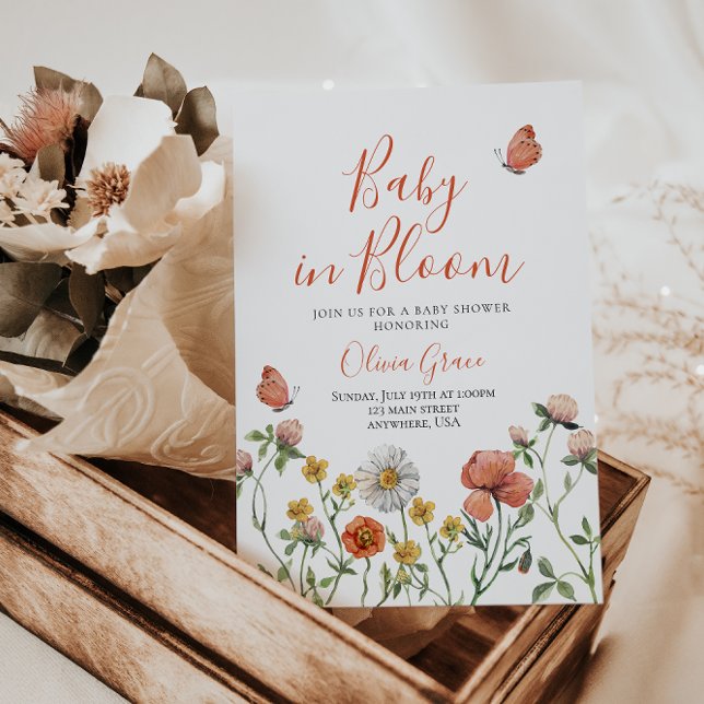 Convite de chá de bebê com flores silvestres Baby  (Criador carregado)