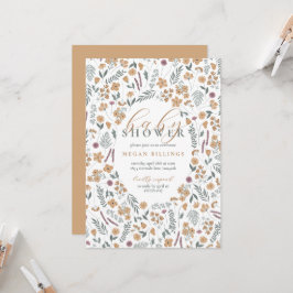 convite de chá de bebê com flores silvestres - lar