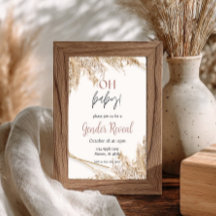 Convite de Chá de Bebê com Grama das Pampas | Boho
