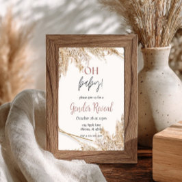Convite de Chá de Bebê com Grama das Pampas | Boho