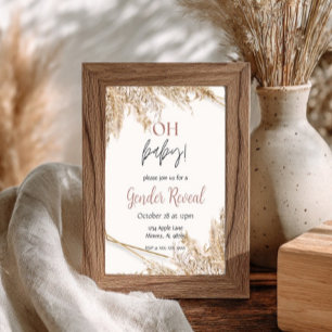 Convite de Chá de Bebê com Grama das Pampas   Boho