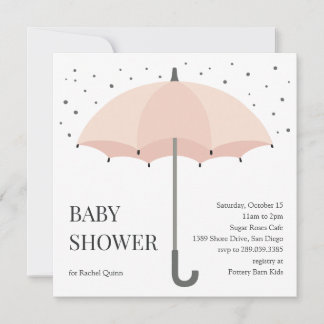 Convite de chá de bebê com guarda-chuva moderno e 