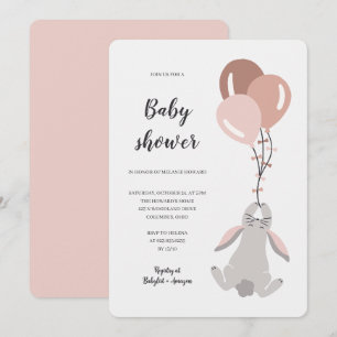 Convite de chá de bebê com ilustração de coelhinho