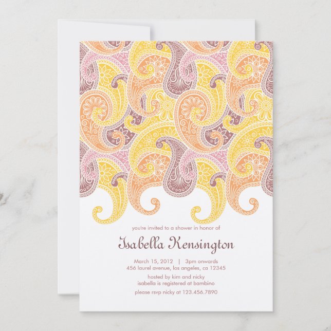 Convite de Chá de Bebê com Ondulações Suaves (Frente)