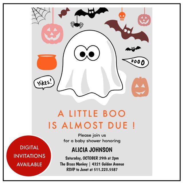 Convite de chá de bebê com tema de Halloween Fofo (Criador carregado)