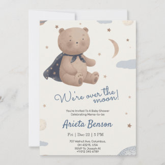 Convite de chá de bebê com tema de urso fofo