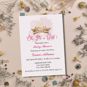Convite de Chá de Bebê Coroa de Princesa (menina)