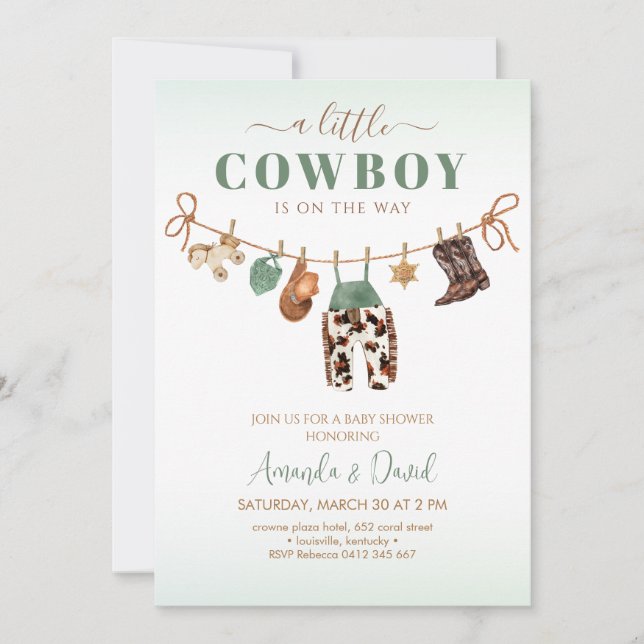 Convite de Chá de Bebê Cowboy Baby (Frente)