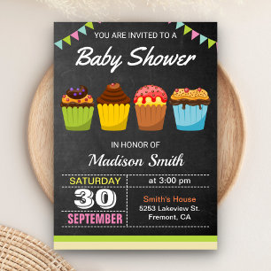 Convite de Chá de Bebê Cupcake Doce e Fofo