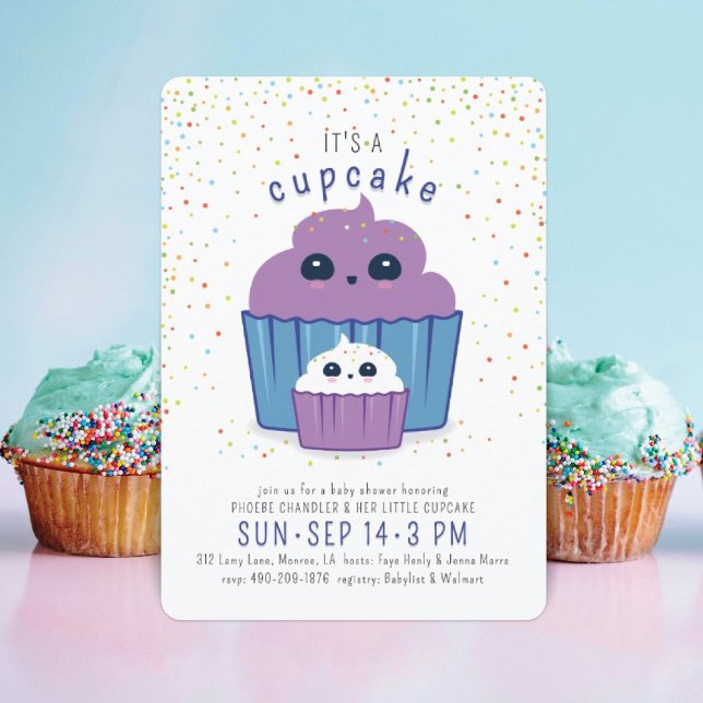 Convite de Chá de Bebê Cupcake Mamãe e Bebê (Criador carregado)