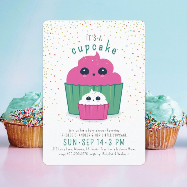 Convite de Chá de Bebê Cupcake Mamãe e Bebê (Criador carregado)