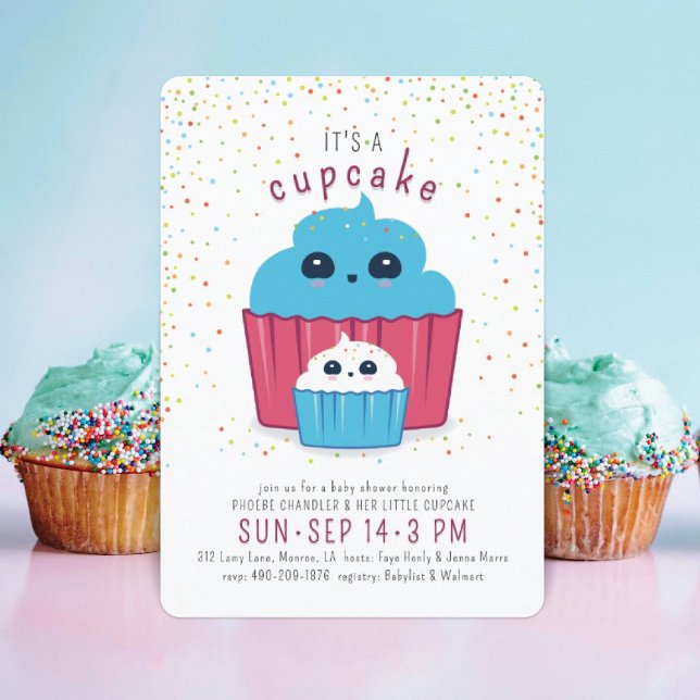 Convite de Chá de Bebê Cupcake Mamãe e Bebê (Criador carregado)