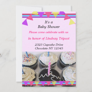 Convite de Chá de Bebê Cupcakes