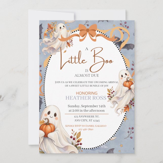 Convite de Chá de Bebê da Little Boo (Frente)