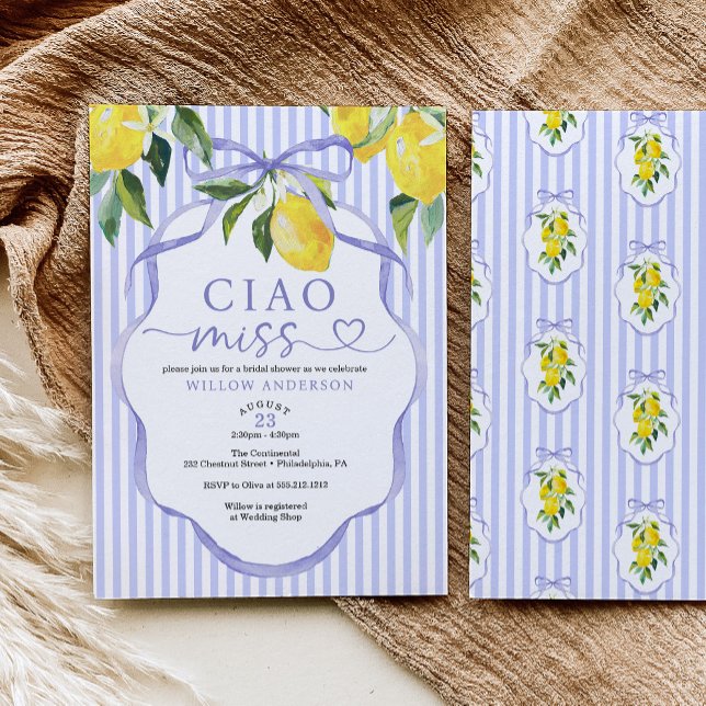 Convite de Chá de Bebê da Noiva Preppy Citrus Ciao (Criador carregado)