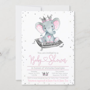 Convite de Chá de Bebê da Princesa Elefante Menina