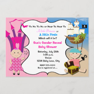 Convite de Chá de Bebê das Bebês Princesa Pirata
