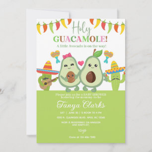 Convite de chá de bebê de abacate holy guacamole.