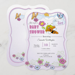 Convite de Chá de Bebê de Abelha para Menina