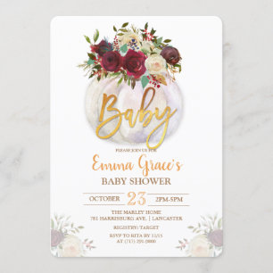 Convite de Chá de Bebê de Abóbora Floral