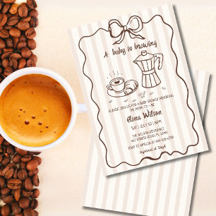 Convite de Chá de Bebê de Café Desenhado à Mão 'Ba