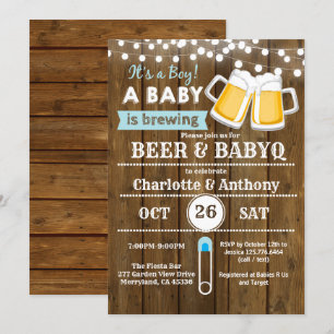 Convite de chá de bebê de casal de cerveja e BabyQ