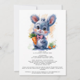 Convite de Chá de Bebê de Coelho em Aquarela Editá