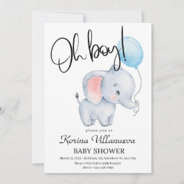 convite de chá de bebê de elefante fofo balão
