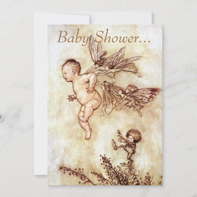 Convite de Chá de Bebê de Fada Vintage | Rackham (Frente)